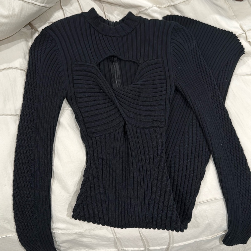 MANIÈR DE VOIR LONG SLEEVE BLACK KNITTED DRESS
